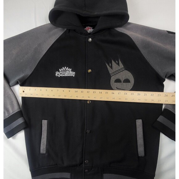 Supreme Society Hoodie Jacket Mens Large Varsity Fleece Snap Button Crown - Picture 8 of 8